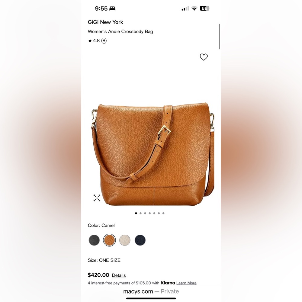 Leather designer bag Gigi of New York with duster bag